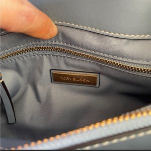Tory Burch small blue Fleming convertible bag
